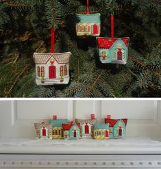 L'il Village | Machine Embroidery Ornaments Embroidery Ornament, Embroidery Ornaments, Hoop Projects, There's No Place Like Home, Cottage Christmas, Fabric House, No Place Like Home, House Ornaments, Home For The Holidays