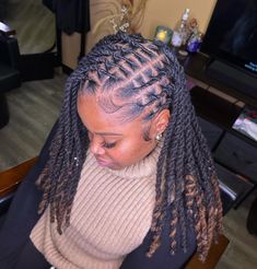 Flat Loc Styles, Loc Styles For Graduation, Loc Styles For Graduation Cap, Down Loc Styles For Women, Side Part Loc Styles, Two Strand Loc Styles For Women, Styles For Long Locs, Medium Length Loc Styles