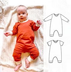 a baby laying on top of a white blanket next to a drawing of an infant's body