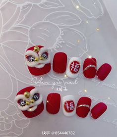 Cny Nails 2024 Simple, Korean New Year Nails, Chinese New Year Dragon Nails, Cny Nails 2024 Dragon, Nail Tet 2023, Nail Chinese New Year, Cny Nails 2023, Cny Nails 2024, Nails Chinese New Year