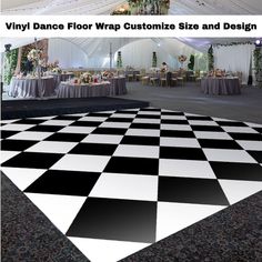 an image of a dance floor that is in black and white checkerboard pattern