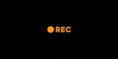 an orange rec logo on a black background with the words rec in yellow and white