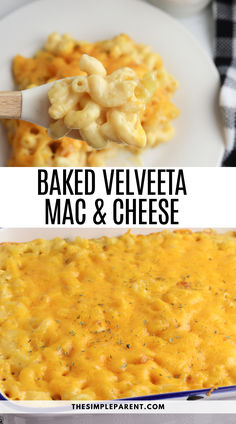 baked velveeta mac and cheese in a casserole dish