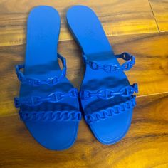 Hermes Rubber Chaine D’ancre Rivage Sandals Size 39 Worn A Few Times No Box, Have Dustbags Color: Blue Hermes Blue, Hermes Shoes, Women's Shoes Sandals, Shoes Sandals, Color Blue, Women Shoes, Sandals, Women Shopping, Blue