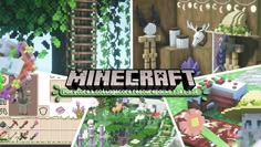 several different images of plants and animals in minecraft