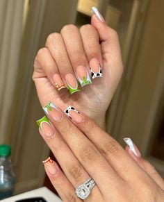 Toy Story Nails, Cowboy Nails, Orange Acrylic Nails, Tapered Square Nails, Hippie Nails, Formal Nails, Grunge Nails, Girly Acrylic Nails, Cute Acrylic Nail Designs