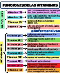 a diagram with different types of vitamins and their corresponding names in english, spanish, and