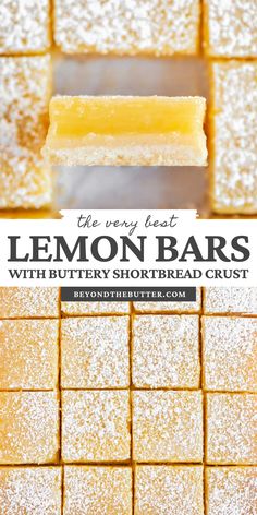 lemon bars with buttery shortbread crust are the perfect dessert to eat on a hot summer day