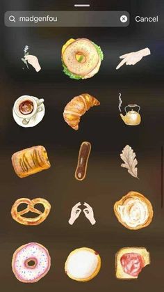 an image of food that is being displayed on the phone's screen, including donuts and other foods