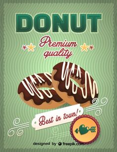 two donuts with chocolate icing on them and the words donut premium quality best in town