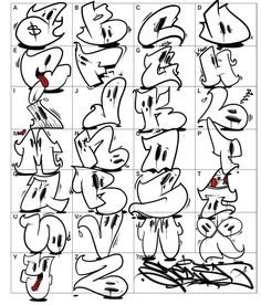 an image of some cartoon characters with different expressions on their faces and body, all drawn in