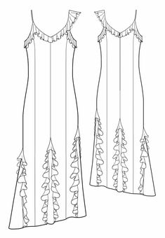 the front and back views of a dress with trees on it