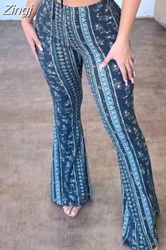 Celana Fashion, Palazzo Trousers, Slim Trousers, Polyester Pants, Printed Trousers, Print Leggings, Boho Print, Type Of Pants, Slim Pants