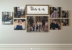 a family photo hanging on the wall with their names and pictures attached to it's frame