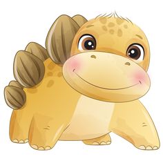 a cute little yellow dinosaur with big eyes