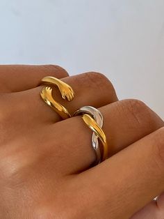 Gold and silver wave ring cross over each other, just like a couple in deep love. 18k gold plated Gold and silver color Stainless steel base Waterproof and tarnish free Available in US size 5-7 Ring sizing chart Silver Gold Jewelry, Wave Ring, Gold And Silver Rings, Classy Jewelry, Jewelry Lookbook, Color Analysis, Deep Love, Girly Jewelry, Jewelry Inspo