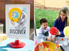 The Mad Science Party Lab - 8 Tips for Explosive Fun! // Hostess with the Mostess® Steam Decorations, Indoor Kids Birthday Party Ideas, Playground Party, Kids Birthday Party Ideas