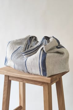 Bag With Pockets, Style Français, Linen Summer, Picnic Bag, Linen Tea Towel, Summer Bag, Linen Bag, Bag Handle