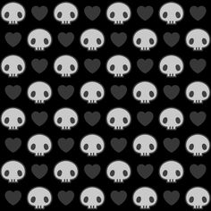 a black and white pattern with skulls in the shape of heart shaped shapes on it