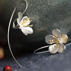 New Unique Japanese-Style Floral Earrings! Cherry Blossoms Resemble Love & Renewal Of Life. Featuring Detailed 925 Sterling Silver, This Oriental Botanical Pair Is Perfect For Any Outfit & As A Gift For Nature Lovers. 925 Sterling Silver. Originally $82- Offer Me! Last Pair Festival, Anthropologie, Mothers Day, Wedding, Spring/Summer/Fall/Winter, Birthday, Easter, Graduation, Valentine,Christmas, Graduation, Gift, Bridesmaid, Mother Day, School, College, Streetwear, Concert, Movies, Picnic, Phot Sterling Silver Flower Earrings, Wedding Bride Jewelry, Chinese Jewelry, Silver Flower Earrings, Long Tassel Earrings, 3d Origami, Anniversary Jewelry, Daisy Earrings, Stud Jewelry