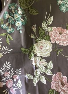 Vintage Roses Floral Polished Cotton Chintz Fabric ~Apricot Teal Aqua Green Gray  | eBay Chintz Fabric, Flower Party, Vintage Couture, Linen Textile, Subtle Textures, Morning Glory, Retro Modern, Floral Vintage, Aqua Green