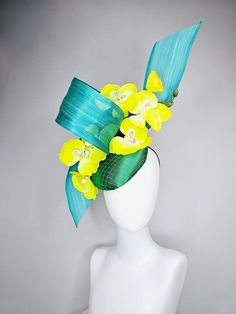 Local delivery and drop off available for $55 In LOUISVILLE thurs 5/2 and fri 5/3 only. Add shipping upgrade at checkout. Confirm availability before purchase!!  From the 2024 Featured Milliner of the Kentucky Derby Museum     Gorgeous Kentucky Derby hat fascinator  kentucky derby hat fascinator green satin with netting, yellow orchid flowers, turquoise blue ribbon large bendable decor  headband attachment.  each hat is totally one of a kind! no two are alike! I can probably add feathers, flowers etc to existing hats for a small fee. I cannot remove anything from existing hats. Just message me and see if we can make it work! :) I cannot make custom order from scratch. My schedule is unfortunately too crazy :( *All hats are sold as displayed. No returns do to nature of product (headwear) Of Yellow Orchid, Derby Hats Fascinators, Headpiece Diy, Hat Fascinator, My Schedule, Orchid Flowers, Kentucky Derby Hat, Derby Hat, Fascinator Hats