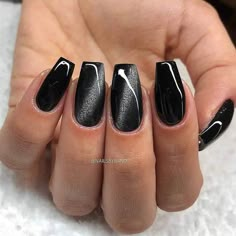 Black Chrome Nails, Coffin Nail Designs, Manicured Nails, Black Coffin Nails, Eye Nail Art, Gel Nail Art Designs, Eye Nails, Long Nail, Black Nail Designs