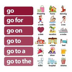 the words go for go to go to the school are shown in red and pink