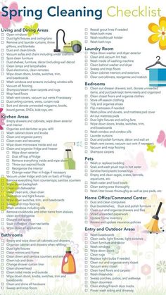 the spring cleaning checklist is shown