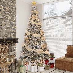 This Christmas tree is just what you need to add cheer and fuss-free upkeep to your home. This tree features lush green branches and a white snow-dusted effect that looks like freshly fallen snowflakes. Its frame keeps it standing tall, while its tree stand keeps it in place. Plus, it arrives pre-strung with clear lights that bring a bright ambiance to your living room or mudroom. Choose from an assortment of tree sizes that best suit your space. The Holiday Aisle® Size: 7' H | The Holiday Aisle Simple Christmas Tree Decor, Christmas Tree Bedding, Champagne Christmas Tree, Christmas Tree Decoration Ideas, Christmas Tree Decorations Ideas, Frosted Christmas Tree, Spruce Christmas Tree, Fir Christmas Tree, Tree Themes