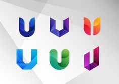 the letter u is made up of different colors and shapes, including letters that appear to be overlapping