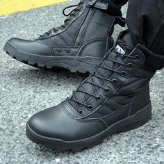 Material: Rubber, Genuine Leather • Type: Boots, Motorcycle Boots, Cow Leather, Lace-Up, Solid • Heel Height: Low (1cm-3cm) • Boot Height: Mid-Calf • Material: Cotton Fabric, Rubber, Cow Suede • Toe Shape: Round Toe Army Shoes, Leather Boots For Men, Combat Boots Men, Military Tactical Boots, Mens Training Shoes, Mens Ankle Boots, Mens Leather Boots, Chelsea Boots Men, Tactical Boots