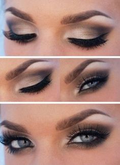 20 Amazing Makeup Tutorials For Blue Eyes Grey Smokey Eye, Blue Eye Makeup Tutorial, Simple Wedding Makeup, Makeup Cantik, Blue Eyes Pop, Light Blue Eyes, Prom Eye Makeup