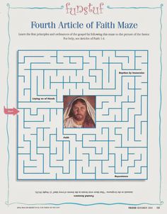 a maze with an image of jesus on it and the word, fourth article of faith maze