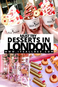 desserts in london with text overlay