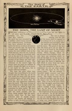 an old newspaper article with the moon, the lamp of night