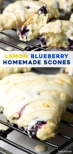 lemon blueberry homemade scones are cooling on the rack