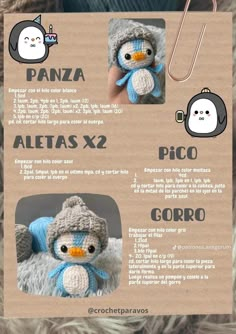 the instructions for how to crochet an adorable penguin