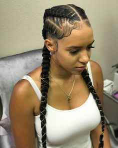 Four Feed Ins Braids, 4 Feed In Braids, Two Cornrow Braids, Feedin Braids, Feed In Braids, Pinterest Design