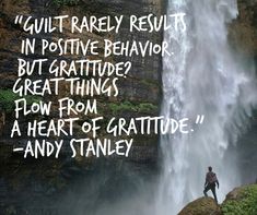 a man standing on top of a rock next to a waterfall with a quote from andy stanley