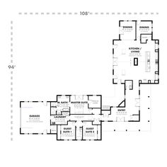 the first floor plan for this home is shown in black and white, with three separate rooms