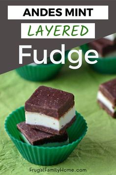 Pieces of andes mint fudge in a cup. Andes Mint Fudge Recipe, Andes Mint Fudge, Mint Fudge Recipe, Mint Fudge, Home Made Candy, Andes Mints, Easy Christmas Candy Recipes, Easy Fudge, Andes Mint