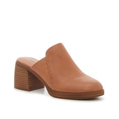 Lucky Brand-Qewel Mule Embrace autumn with the Qewel mules from Lucky Brand. This pair is crafted with a quality leather material, a strong stacked heel, and detailed stitching on the side. Brown Mules Outfit, Mule Heels Outfit, Heel Mules Outfit, Mules Shoes Outfit, Mule Shoes Outfit, Trendy Mules, Mules Outfit, Brown Mules, Heeled Mule