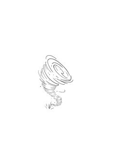 a black and white drawing of a tornado with the wind blowing over it's head