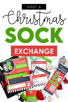 christmas sock exchange with text overlay that reads host a christmas sock exchange