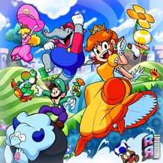 an image of mario and other cartoon characters