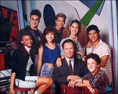 a group of people that are posing for a picture with the caption it's alright cause i'm saved by the bell