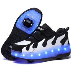 PRICES MAY VARY. [USB RECHARGEABLE] The roller shoes could be charged by USB.There is the charging port and LED light switch in the shoes near the shoes Tongue,please see the picture.It often costs 2-3 hours to charge full and can bright for about 5-8 hours [COOL & EASY TO LEARN] The LED light up shoes have 7 colors and 11 shinny modes,you can press the switch to changes the modes.Kids cost short time to learn to roll the double wheels roller skate shoes ,it is easy to them.The best birthday gif Skate Boy, Light Shoes, Roller Skate Shoes, Roller Shoes, Kids Light, Led Shoes, Boots Chelsea, Light Sneakers, Light Up Shoes