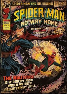 the cover to spider - man no way home, featuring an image of a man flying through