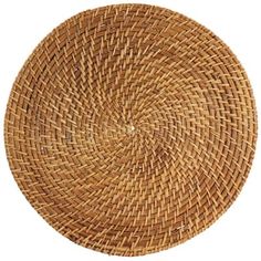 a round wicker placemat on a white background